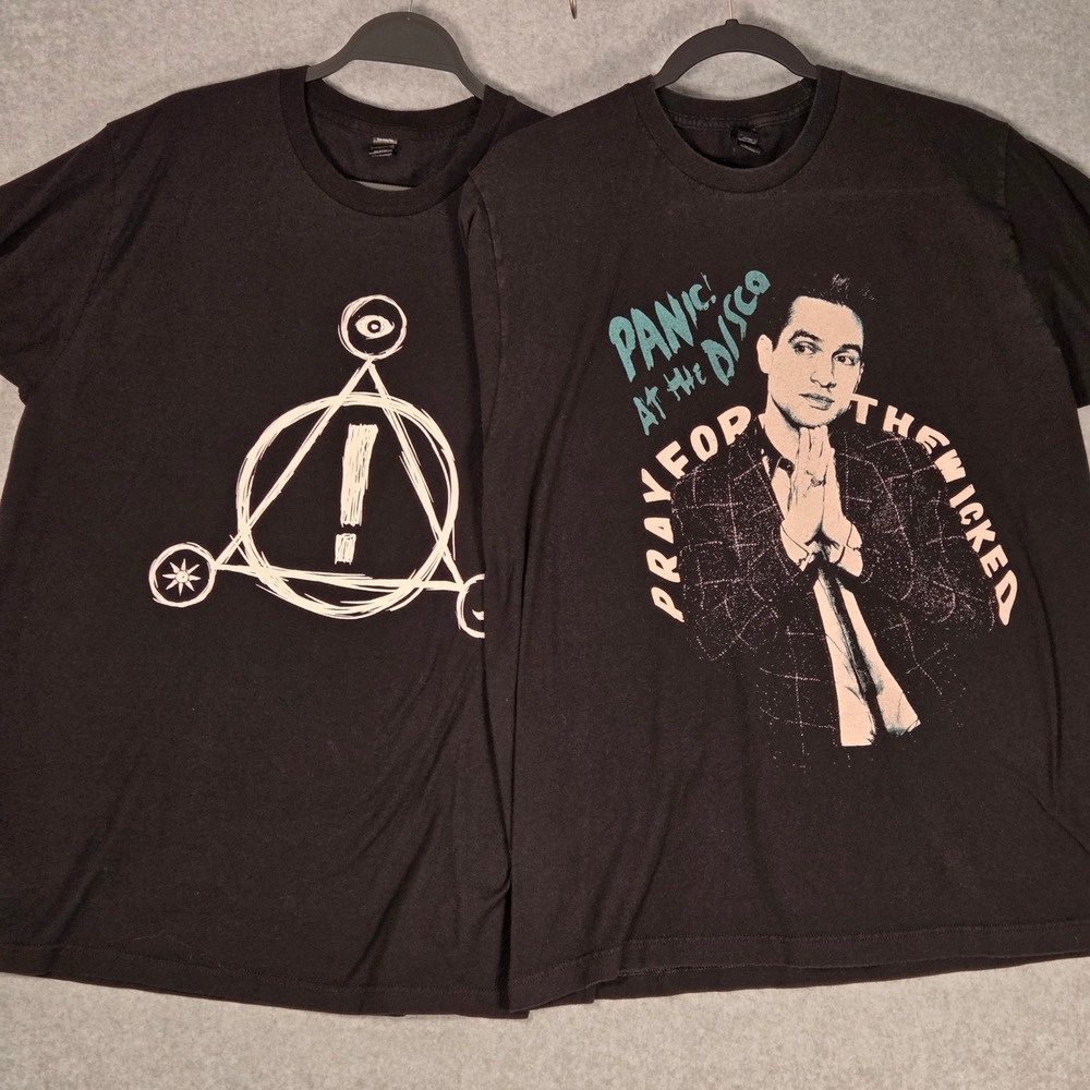 Panic!‎ At The Disco Large T Shirt Bundle of 2 Black Tour Pray For The Wicked